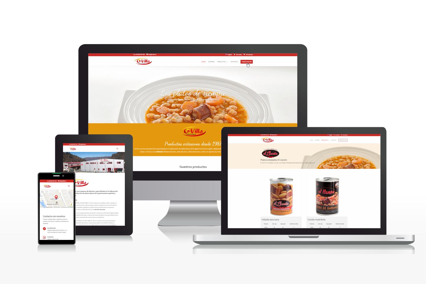 Diseño de tienda online de alimentos enlatados y precocinados